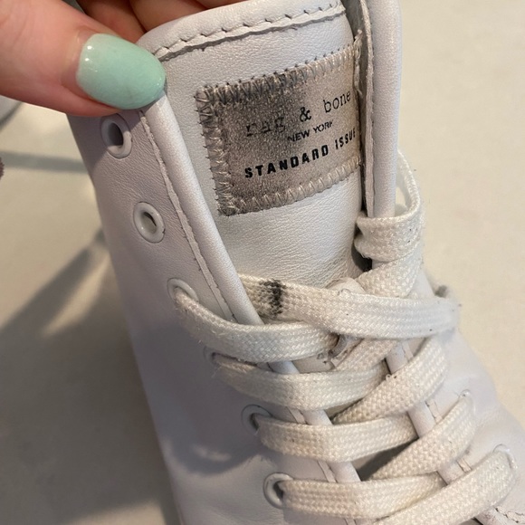 Rag and Bone white leather high tops size 7 genuine leather. some wear - Picture 8 of 9
